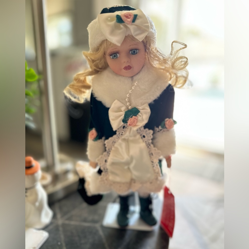 Christmas porcelain Victorian doll